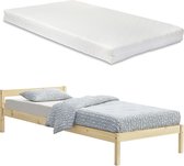 Houten Bed Silke - Grenen - Met Matras - 90x200 cm - Houtkleurig - Klassiek Design