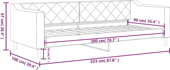 vidaXL - Canapé-lit - 90x200 - cm - tissu - gris foncé