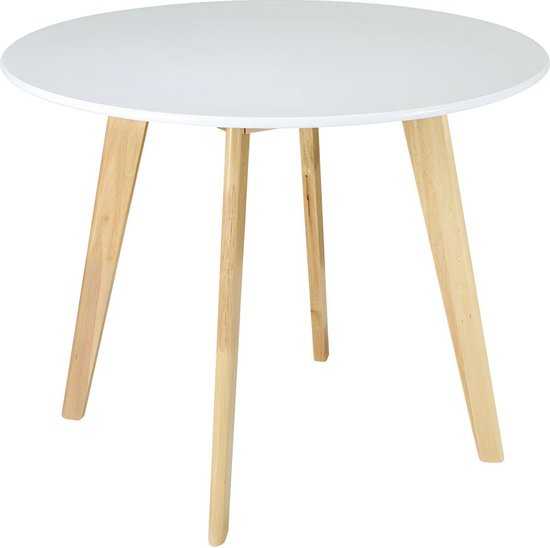 Ronde tafel COLETTE - 4 personen - massief hevea en MDF - wit L 100 cm x H 75 cm x D 100 cm
