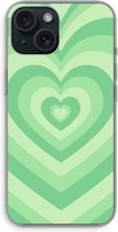 Case Company® - Hoesje geschikt voor iPhone 15 hoesje - Hart Groen - Soft Cover Telefoonhoesje - Bescherming aan alle Kanten en Schermrand