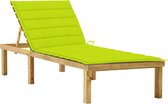 The Living Store Loungebed Grenenhout - Verstelbare Rugleuning - 200x70cm - Groen