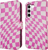 iMoshion Hoesje Geschikt voor Samsung Galaxy S22 Hoesje Met Pasjeshouder - iMoshion Design Bookcase smartphone - Roze / Retro Pink