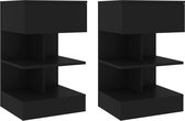 The Living Store Bedkastjes - Moderne Charme - Bijzetkastje - 40x35x65 cm - Zwart Hout - Montage vereist