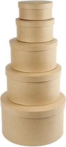2x stuks ronde bruine hobby knutselen doos/dozen van karton - 35 x 19 cm - Hoedendoos/cadeauverpakking