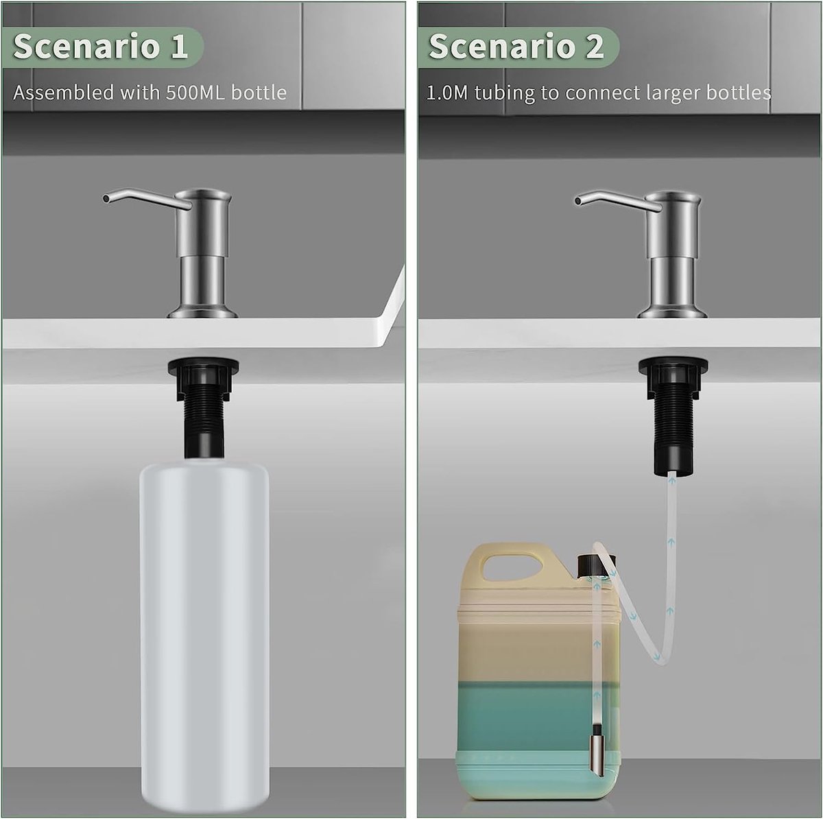 Welsan Inbouw zeepdispenser t.b.v o.a. keuken blad chroom