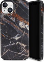 Selencia Aurora Fashion Backcover geschikt voor de iPhone 15 Plus - Duurzaam hoesje - 100% gerecycled - Zwart Marmer