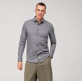 OLYMP 24/7 Level 5 body fit overhemd - tricot - grijs - Strijkvriendelijk - Boordmaat: 40