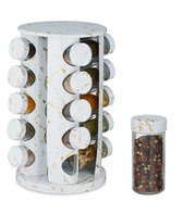 Carrousel à épices Relaxdays aspect marbre - étagère à épices rotative - 20 pots - étagère rotative