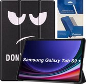 Tablethoes en Screenprotector geschikt voor Samsung Galaxy Tab S9 Plus (2023) - Tri-fold hoes met Auto/Wake functie en Magnetische sluiting - Don't Touch Me
