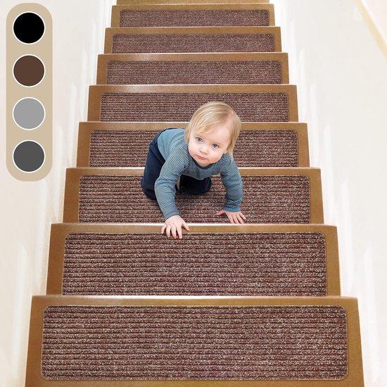 Tapis d'escalier, 76 x 20 cm, 15 pièces, marches d'escalier antidérapantes  pour... | bol