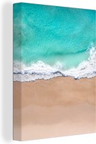 Canvas Schilderij Strand - Zee - Golf - 60x80 cm - Wanddecoratie