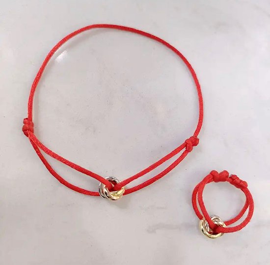 Soraro Tricolor Armband&Ring Set | Rood | 18K Goldplated | Soraro Ringen | Cadeau voor haar | verjaardag vrouw | Vaderdag | Vaderdag Cadeau