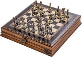 Échiquier en bois fait main avec système de rangement - Pièces d'échecs en métal - Édition de Luxe - Jeu d'échecs - Jeu d'échecs - Echecs - Chess - 25 x 25 cm