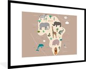 Carte brune de l' Afrique avec des animaux 120x80 cm
