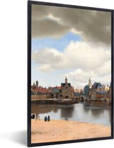 Fotolijst incl. Poster - Gezicht op Delft - Schilderij van Johannes Vermeer - 40x60 cm - Posterlijst