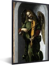 Fotolijst incl. Poster - An angel in green with a vielle - Leonardo da Vinci - 40x60 cm - Posterlijst