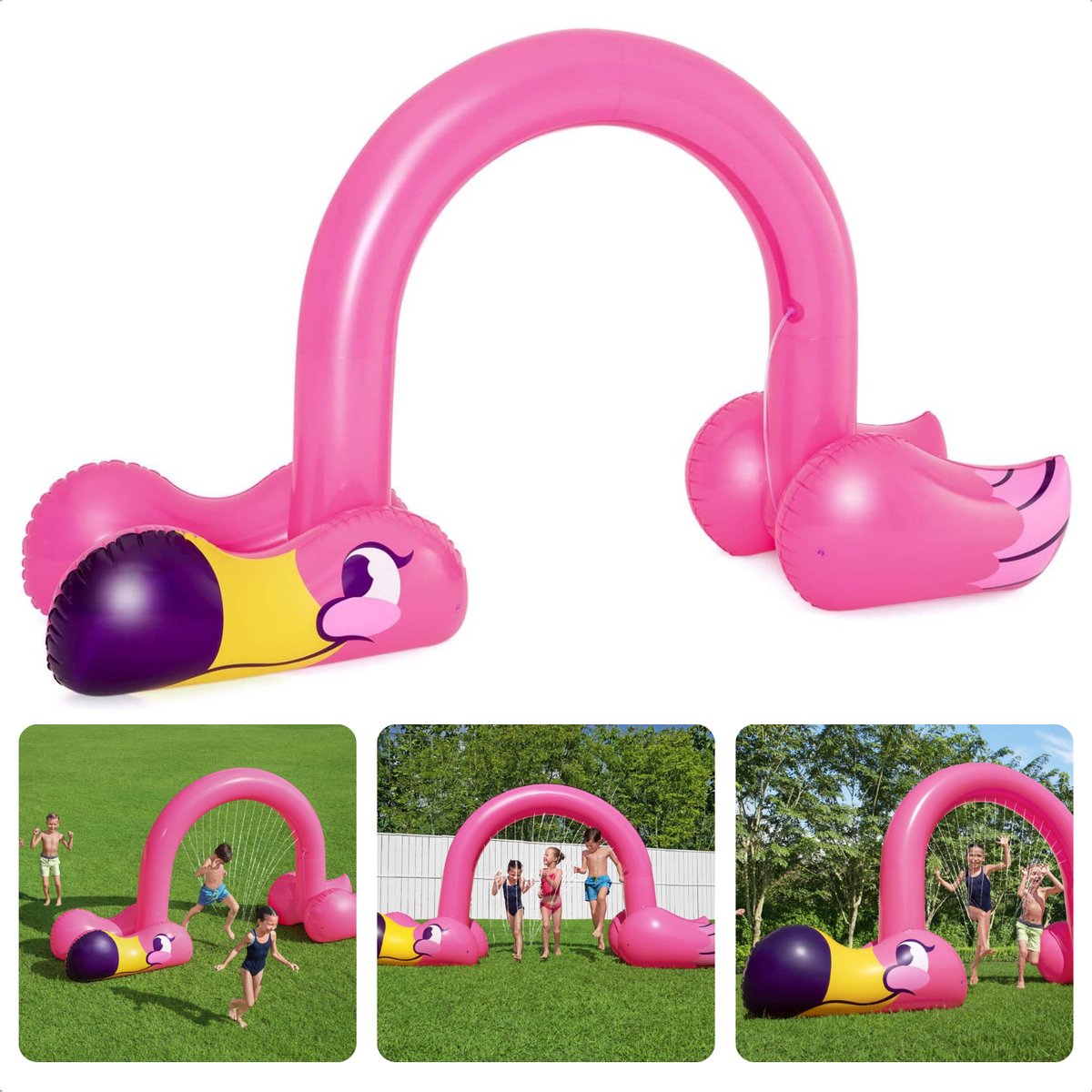 Cheqo® Flamingo Sproeier Speelgoed - 193x340cm - Opblaasfiguur - Zwembad Speelgoed voor Kinderen