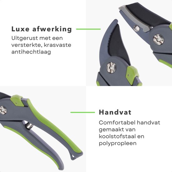 Cheqo® Snoeischaren Set - Snoeiset - Aambeeld Snoeischaar - ILAG® Coating - Koolstofstaal - 2 Stuks van Cheqo — afbeelding 4