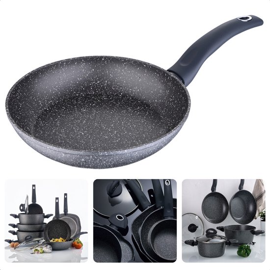 Poêle Cheqo® - Poêle ø20 cm - En aluminium forgé - Revêtement en marbre 4 couches - Sans PFOA - Poignée Soft Touch - Passe au lave-vaisselle