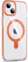Torras geschikt voor iPhone 15 Magsafe hoesje met Kickstand standaard - Oranje