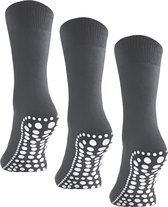 Budino Huissokken set - Antislip sokken - 3 paar - maat 35-38 - Antraciet