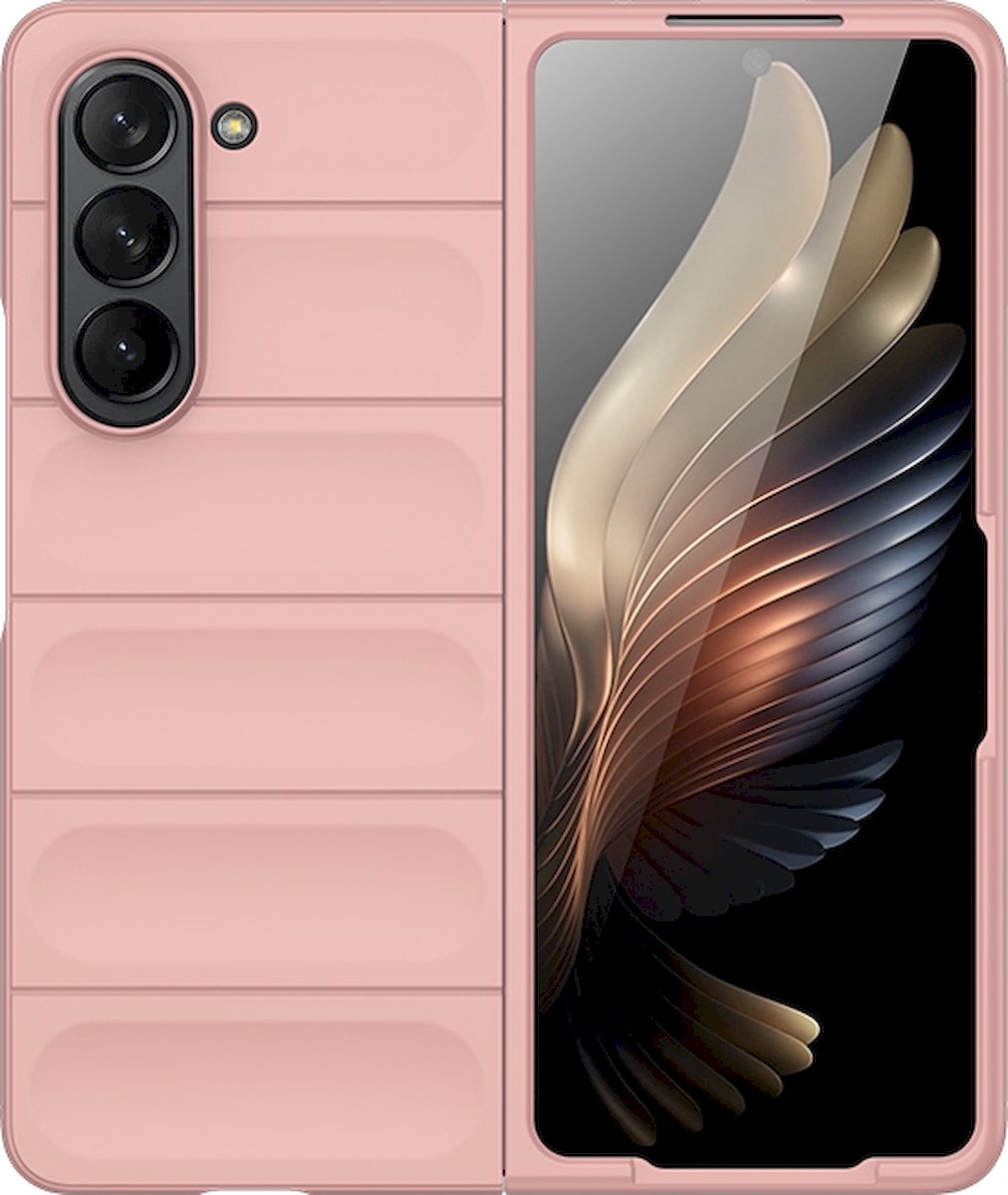 Mobigear Hoesje geschikt voor Samsung Galaxy Z Fold 5 Telefoonhoesje Flexibel TPU | Mobigear Bumpy Backcover | Galaxy Z Fold 5 Case | Back Cover - Roze
