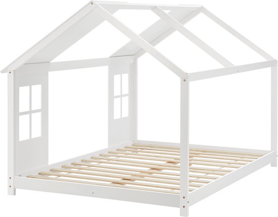 Lit enfant Tostedt lit maison pin blanc 140x200 cm