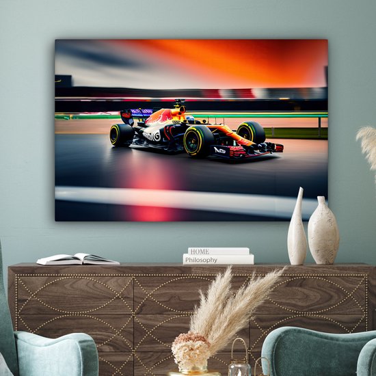 Tableau sur toile Voiture - Formule 1 - Circuit - Voiture de course - 140x90 cm - Décoration murale