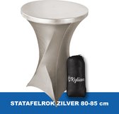 Statafelrok Zilver – ∅ 80-85 x 110 cm - Statafelhoes met Draagtas - Luxe Extra Dikke Stretch Sta Tafelrok voor Statafel – Kras- en Kreukvrije Hoes
