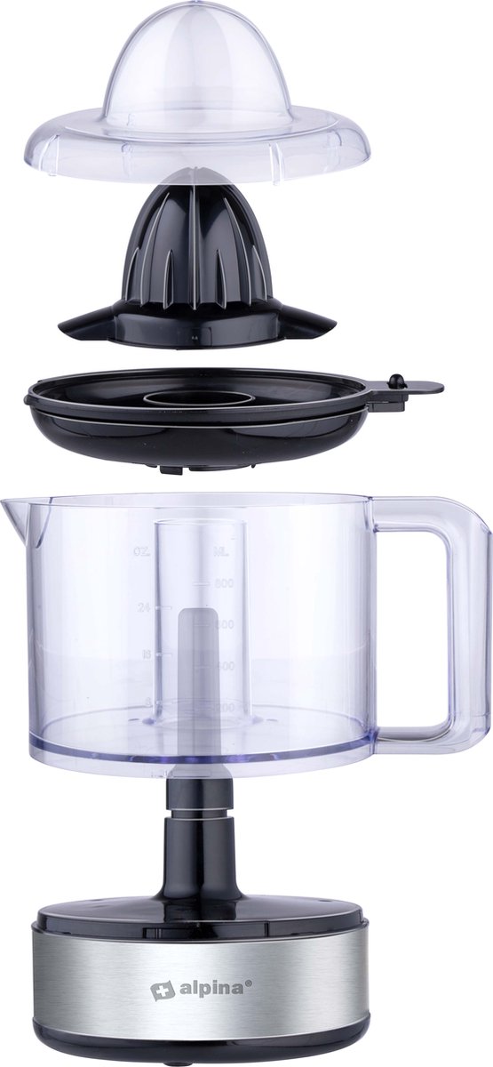 alpina Elektrische Citruspers - 30W/230V - Sinaasappelpers - Sap Reservoir 800ML - Filter voor Pulp en Pitjes - BPA-Vrij - Zilver van Merkloos — afbeelding 2