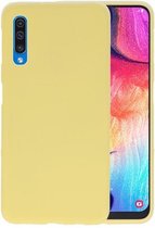 Bestcases Color Telefoonhoesje - Backcover Hoesje - Siliconen Case Back Cover voor Samsung Galaxy A50 - Geel