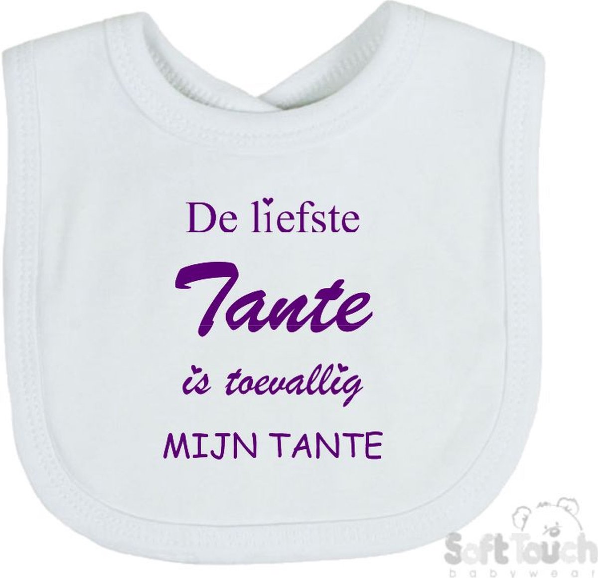 Goedkoopste Soft Touch Slabber De liefste tante is toevallig mijn tante Unisex Katoen Wit/paars Maat 33x22 Cm