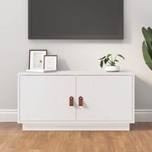 The Living Store - Meuble télévision - blanc - bois de pin massif - 80 x 34 x 40 cm - tendance et pratique