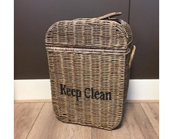foto van Rieten Prullenbak met klep - Keep clean - Vuilnisbak - Prullenmand
