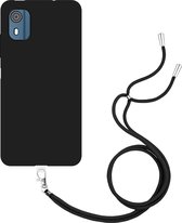 Cazy Soft TPU Telefoonhoesje met Koord - geschikt voor Nokia C02 - Nokia C02 Hoesje met Koord - Zwart