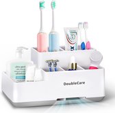 Tandenborstelhouder met antislip, badkamer organizer aanrecht afneembaar voor eenvoudige reiniging, multifunctionele opslag, badkamer Caddy voor tandpasta, scheerapparaat, geweldig voor thuis,
