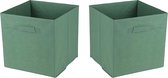 Urban Living Opbergmand/kastmand Square Box - 2x - karton/kunststof - 29 liter - groen - 31 x 31 x 31 cm - Vakkenkast manden