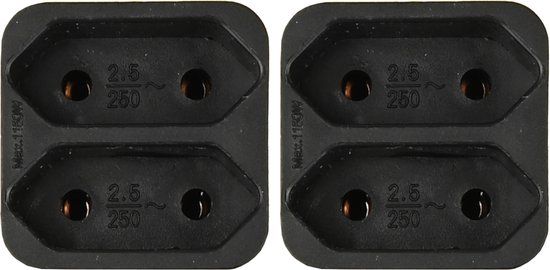 Benson Stopcontact splitter - 2x - duo - zwart - voor 2 platte stekkers - verdeelstekkers
