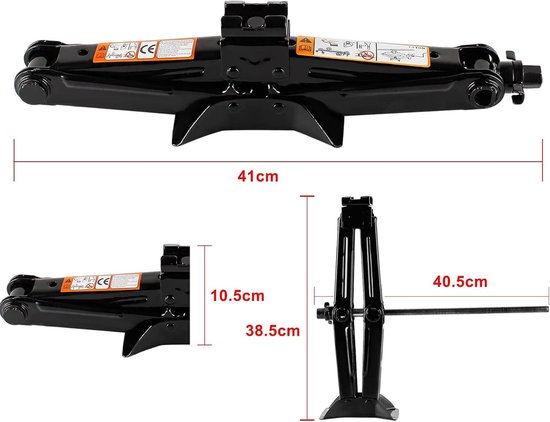 COSTWAY Set van 2 steunbokken, 6T, 14 treden, in hoogte verstelbaar, van 360-585 mm, met eenhendelbediening, autokrik, standaard voor auto, SUV, vrachtwagen, camper