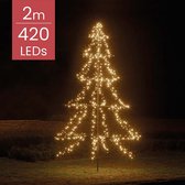 Verlichte figuren zwarte lichtboom/metalen boom/kerstboom met 420 led lichtjes 200 cm - Kerstversiering/kerstdecoratie