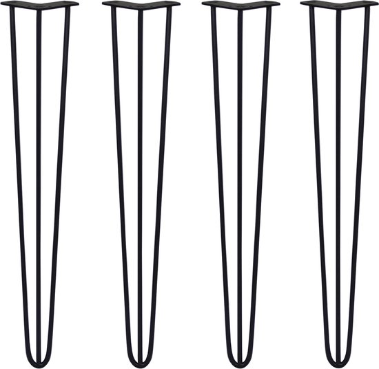 4 x 71cm Hairpin retro pootjes tafelpoten pinpoten - 3 Ledig - 10mm - Zwart - Max. belasting: 125 kg