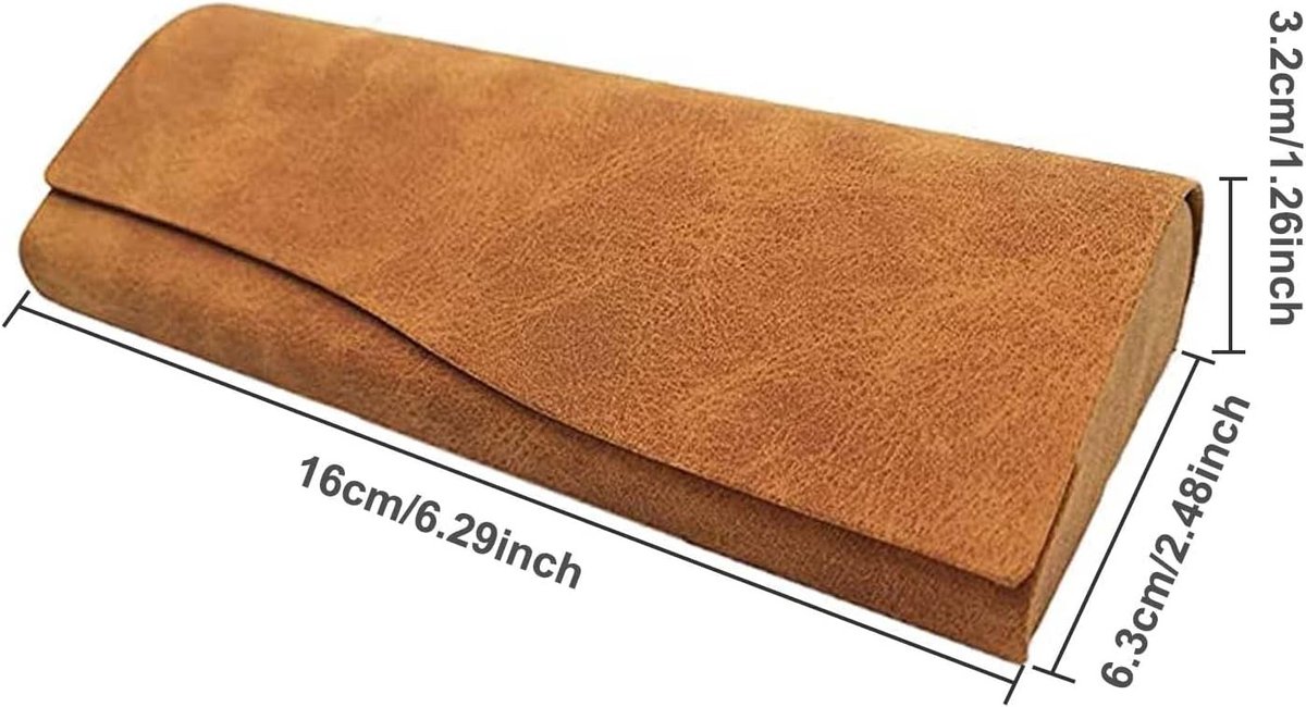 Retro Leren Brilendoos - 2 Delige Draagbare Brilhouder met Magnetische Sluiting voor Zonnebrillen en Optische Brillen (Grijs, Bruin)