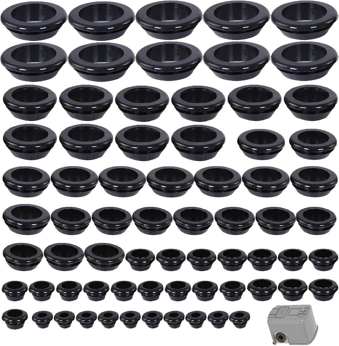 70 Stuks Rubber Kabeldoorvoeren 12mm - Bescherming voor Draden, Duurzaam en Veilig Installeren met Kabelmanagement en Elektrische Veiligheid