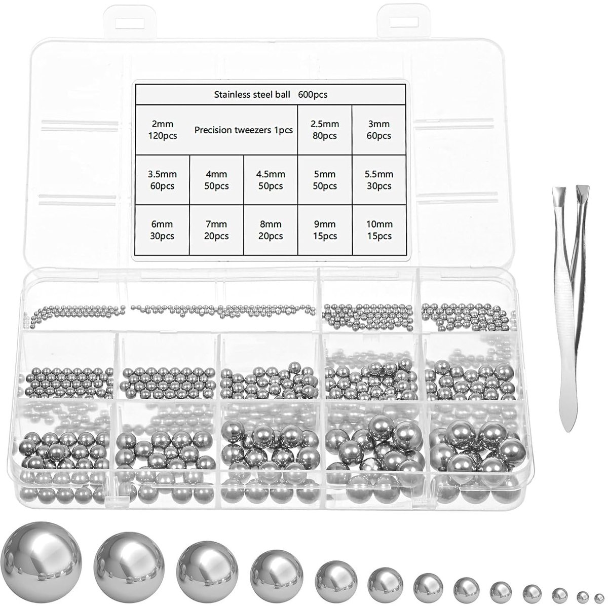 Roestvrijstalen ballen, assortiment kit, kogellagerballen, 13 maten, M2-M10, voor fiets, precisie, binnenlagers, fietsnaaf, lagerkooi, reserveonderdelen