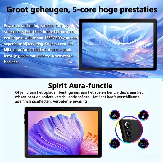 Android 16 Tablet - 10.1 inch Tablets- 24GB RAM + 64GB ROM– 6000mAh - 5G WiFi - Face ID - Zwart van kotsren — afbeelding 5
