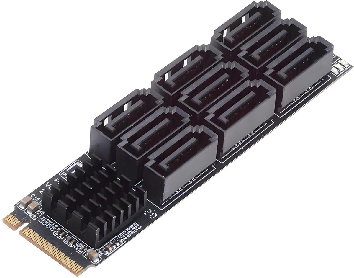 NVME M-Key PCI Express M.2 naar 9-poorts SATA 3.0 6Gbps-adapterconverter Harde schijfuitbreidingskaart 2280 voor NAS-computer