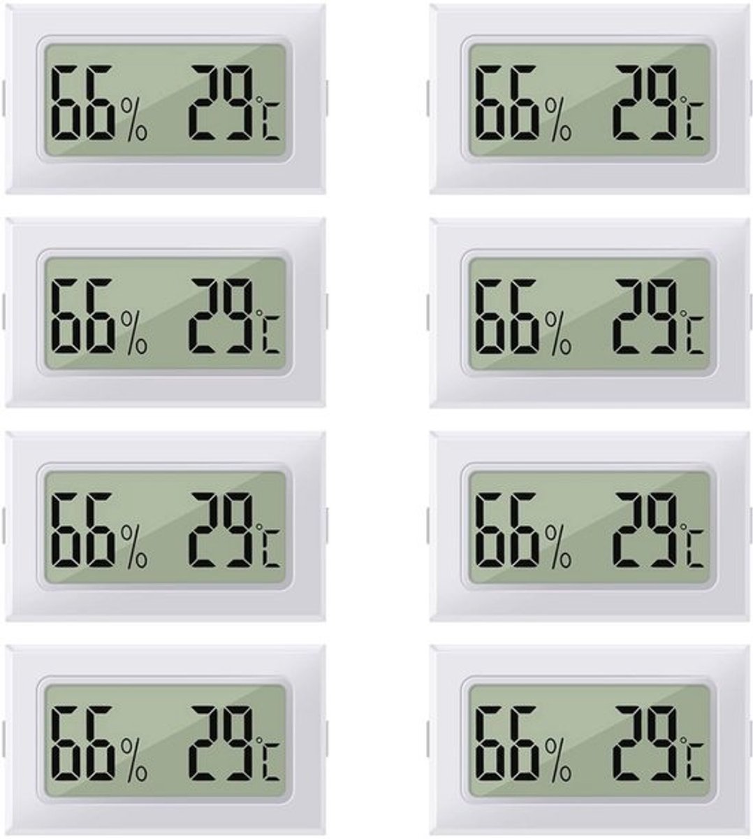 Mini LCD Digitale Thermometer en Hygrometer - 2-in-1 Luchtvochtigheidsmeter voor Broeikas en Kelder - 8 Stuks