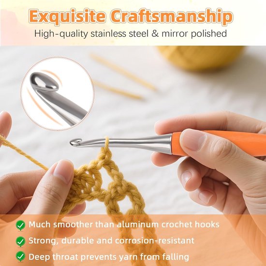 Ergonomische Haaknaalden van 5mm met Beukenhouten Handvatten, Ideaal voor Beginners en Perfect voor Het Haken van Mutsen en Creatieve Projecten — afbeelding 3