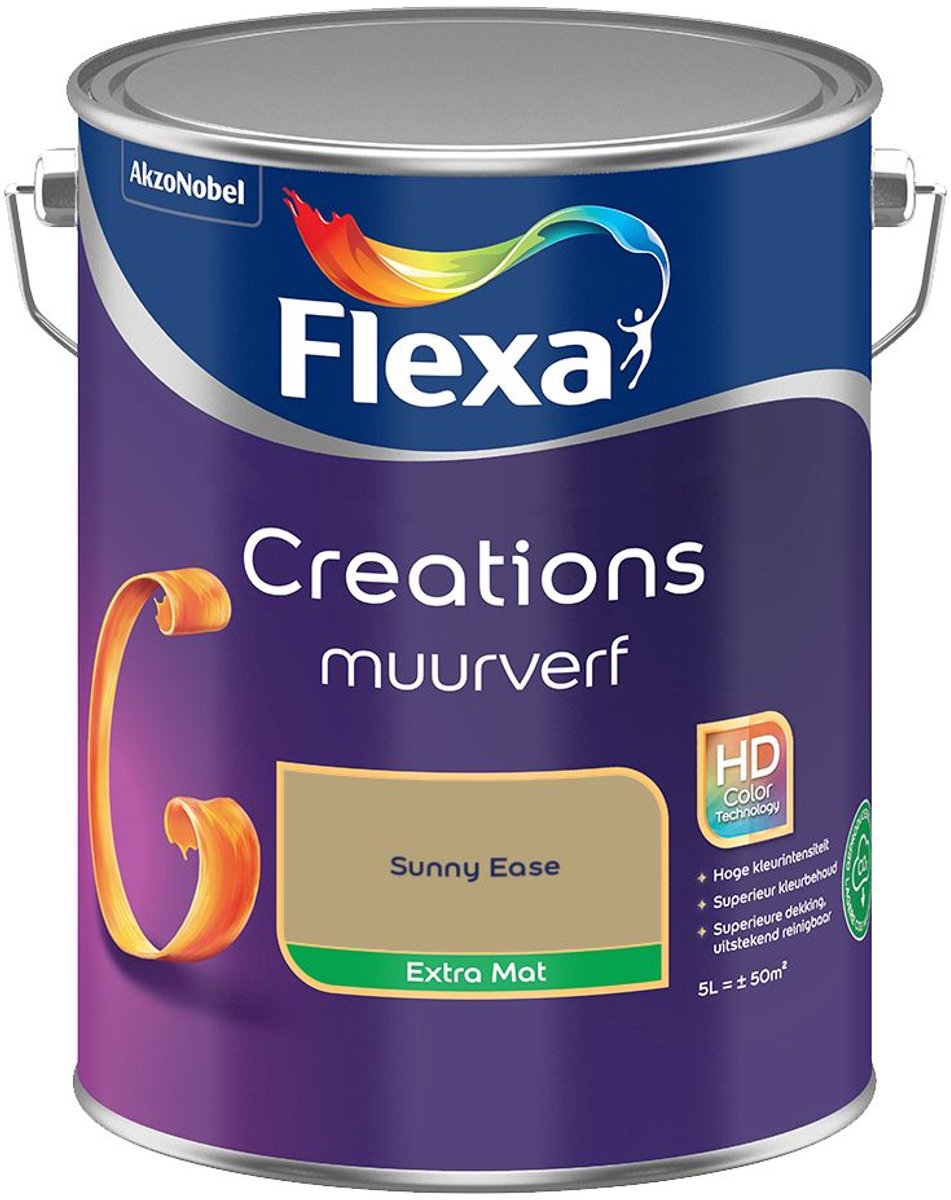 Flexa - Creations Muurverf Extra Mat - Sunny Ease - 5 L - Kleur Van Het Jaar 2027