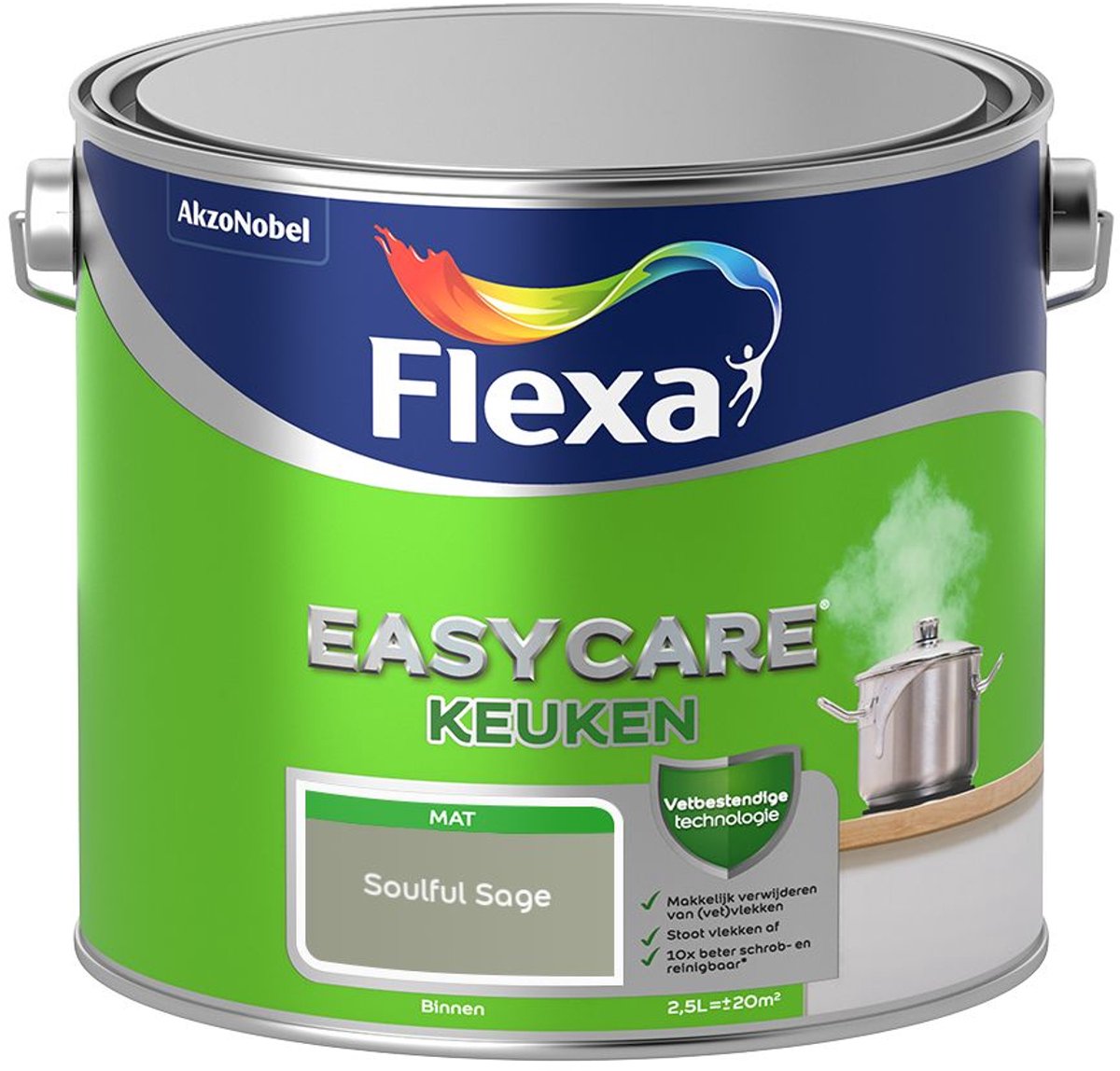 Flexa - Easycare Keuken - Soulful Sage - 2,5 L - Kleur Van Het Jaar 2027